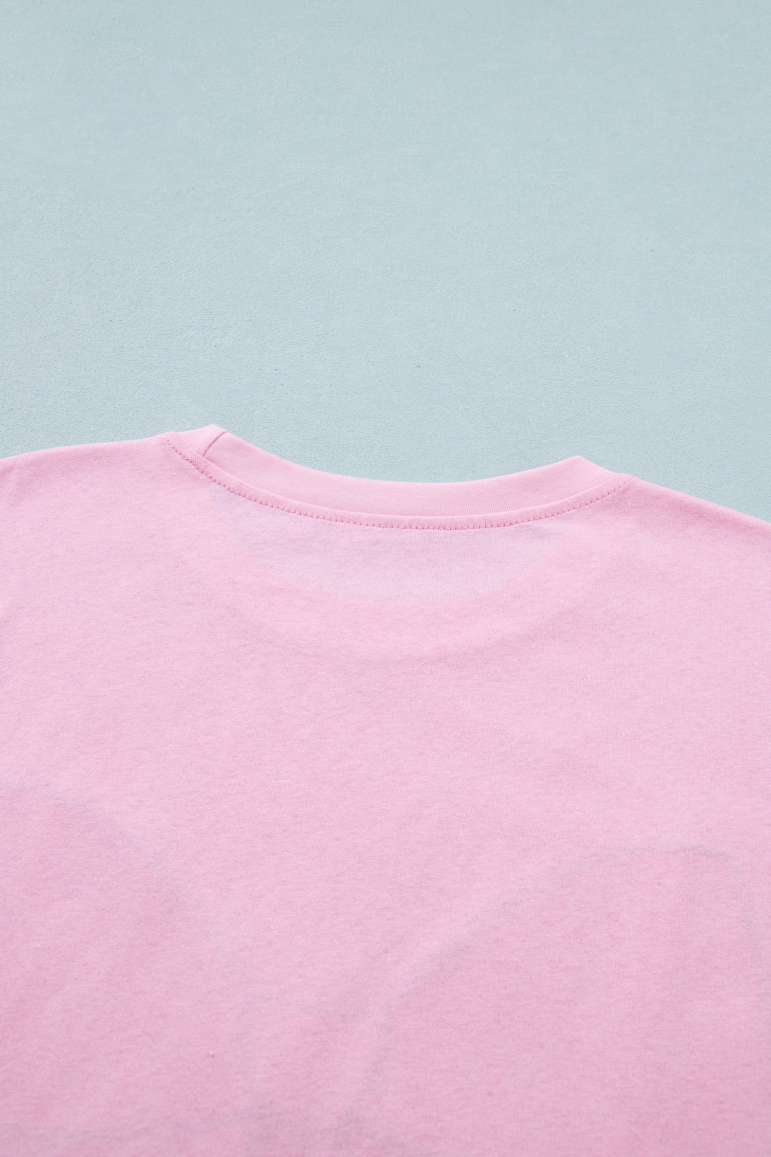 Pink Leopard Bow Embroidered Cotton Round Neck T Shirt 🇺🇸