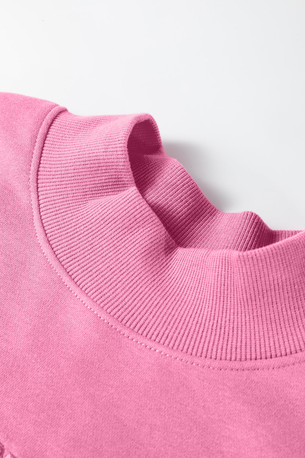 Bright Pink Oversize Blessed Embroidered Mock Neck Sweatshirt 🇺🇸