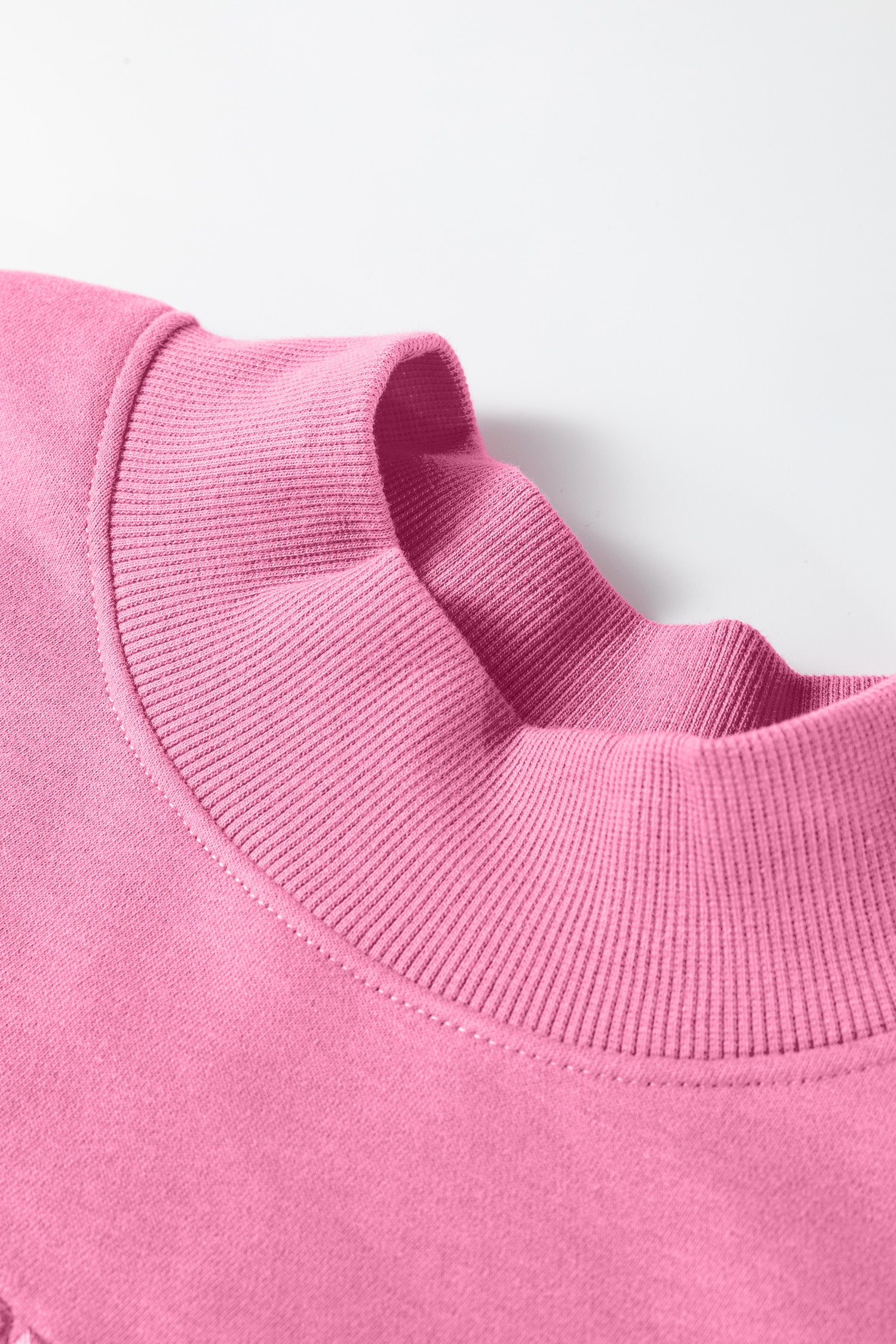 Bright Pink Oversize Blessed Embroidered Mock Neck Sweatshirt 🇺🇸