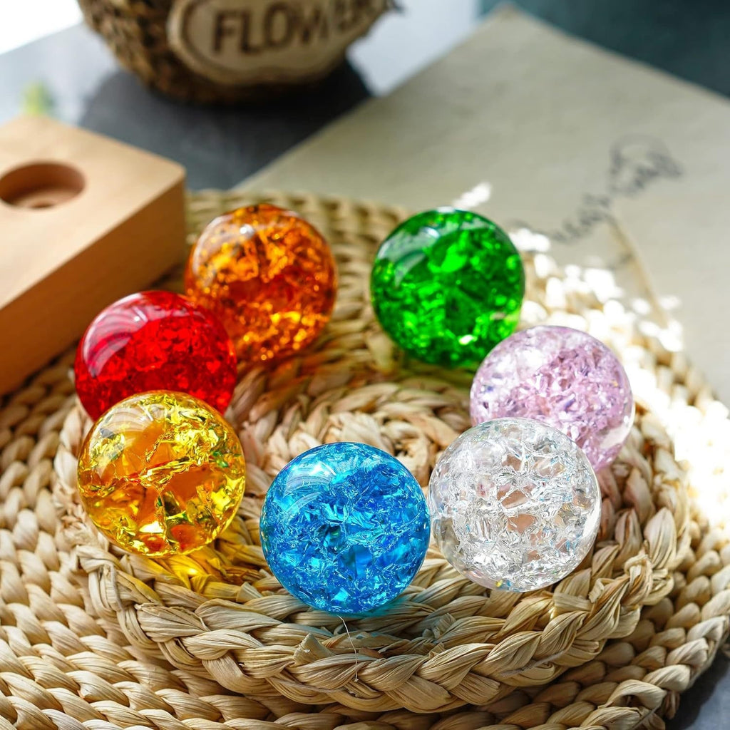 Colorful Crystal Ice Crack Ball Solid Glass Ball Ornament Ornaments