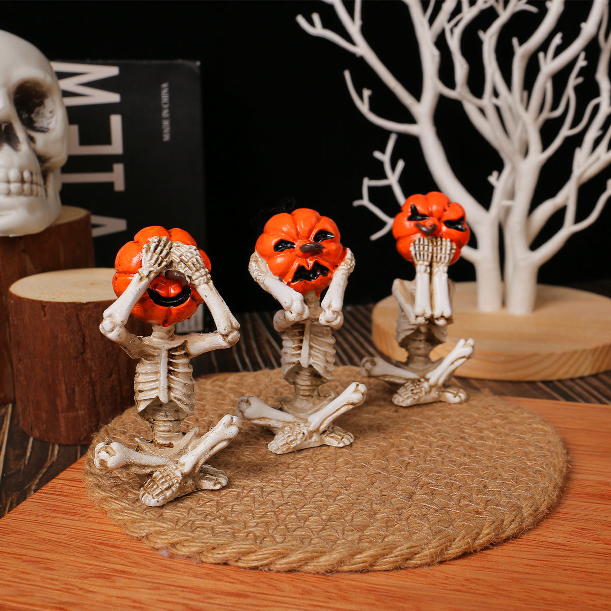 Pumpkin Head Skull Doll Ornaments Home Halloween Layout Props 🇨🇳