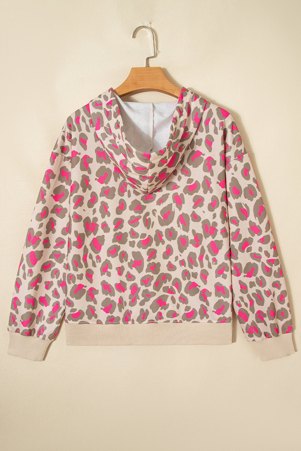Rose Leopard Print Zip-up Hooded Sweatshirt 🇺🇸