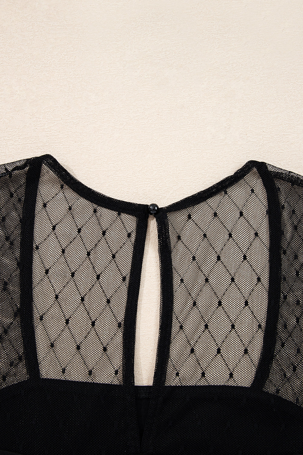 Black Polka Dot Mesh Long Sleeve Square Neck Bodysuit 🇺🇸