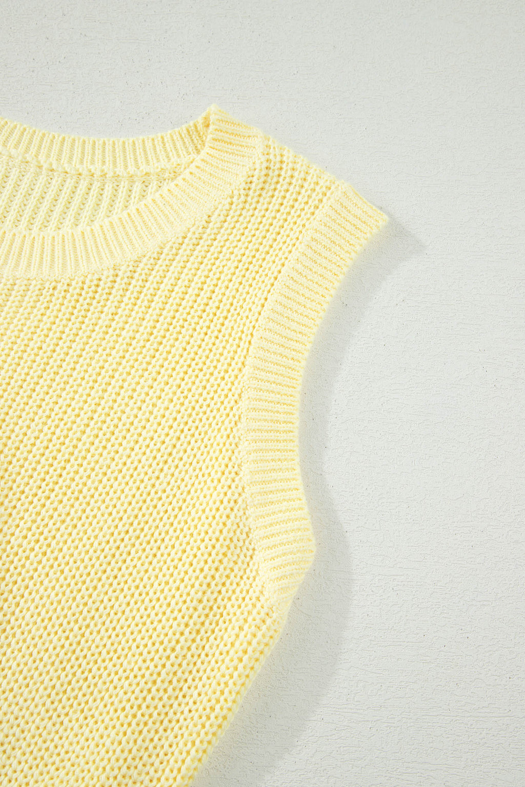 Yellow Cream Solid Color Cropped Knit Knot Back Cutout Sweater Tank 🇺🇸
