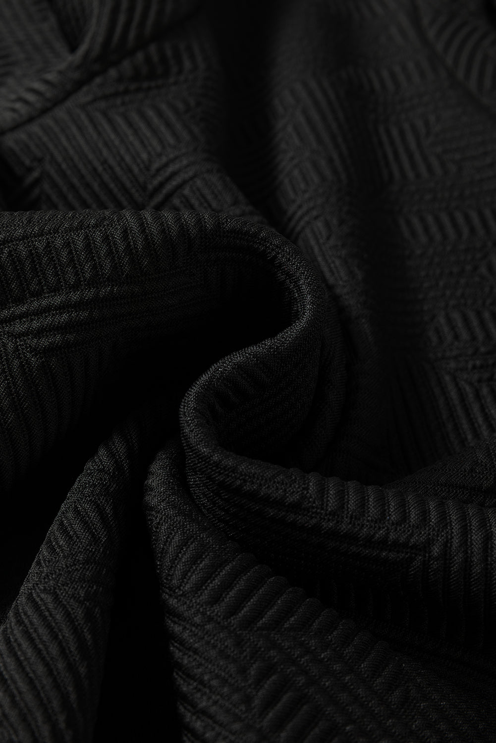 Black Textured Puff Sleeve Top and Pants Set 🇺🇲