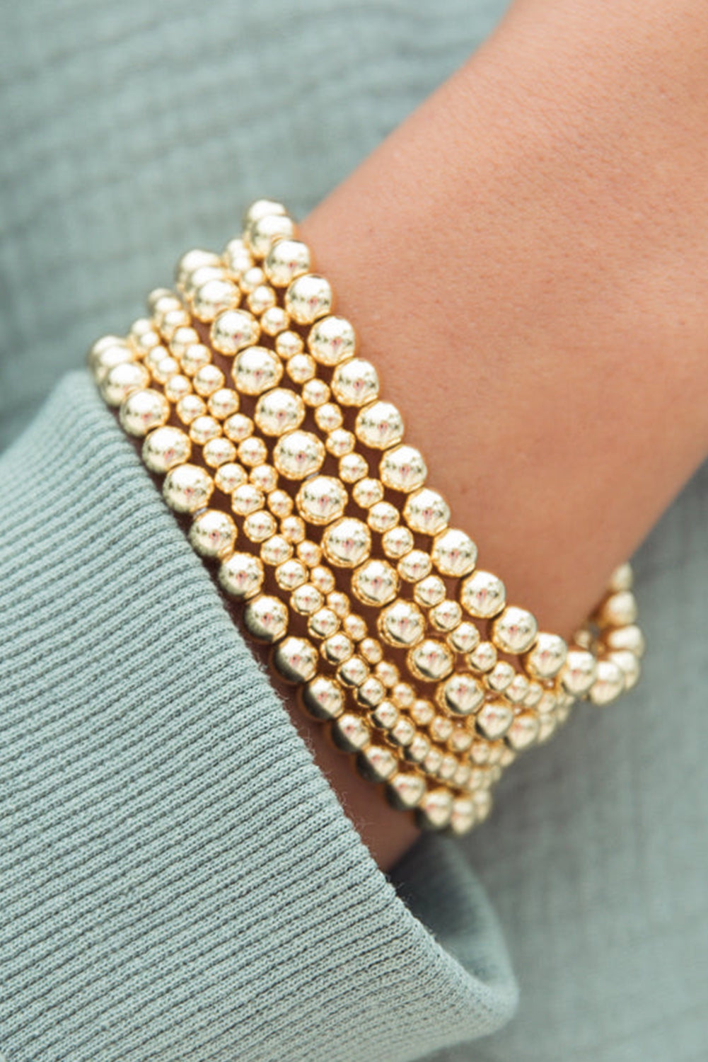 Gold 7pcs/Set Minimalist Plated Beaded Luxury Bracelet Set 🇨🇳