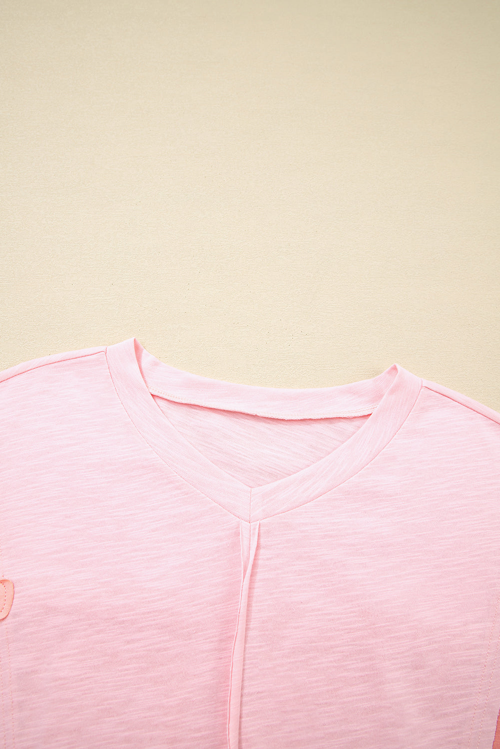 Pink Flower Patched Exposed Seam Bracelet Sleeve Oversized T Shirt 🇺🇲