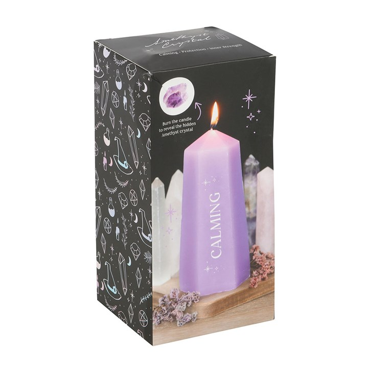 Calming Crystal Candle with Rough Amethyst 🇬🇧