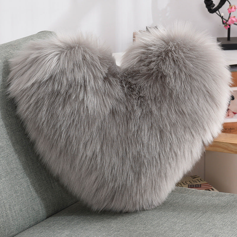 Throw Pillows Heart Shape Long Plush Fluffy Shaggy Cushion Cover 🇨🇳