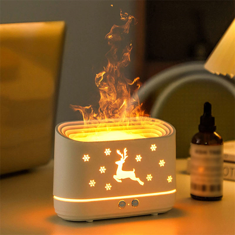 Elk Flame Humidifier Diffuser Mute Household Atmosphere Lamp Christmas Home Decorations 🇨🇳