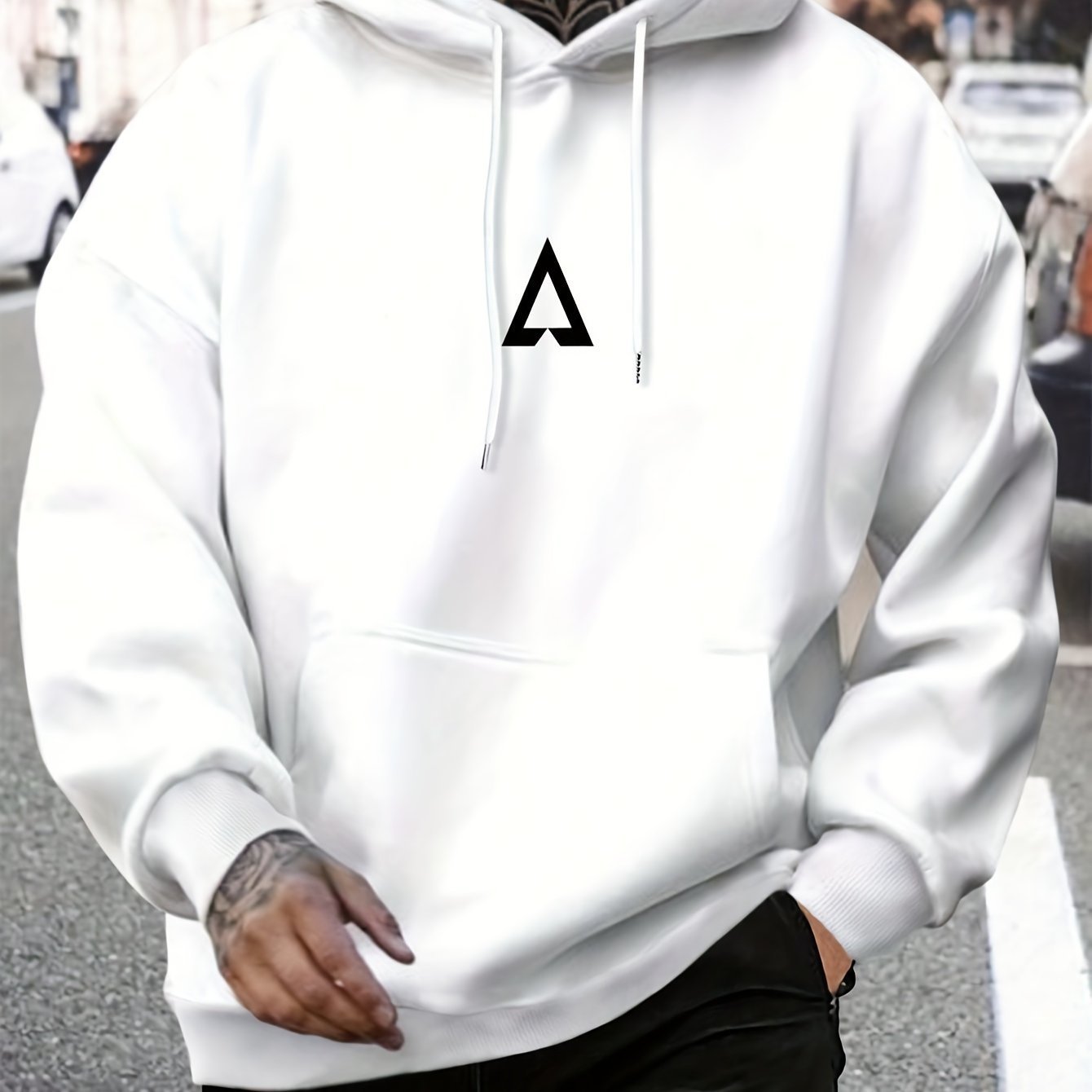 Men's Casual Geometric Pattern Hooded Sweater
With Bag 🇨🇳