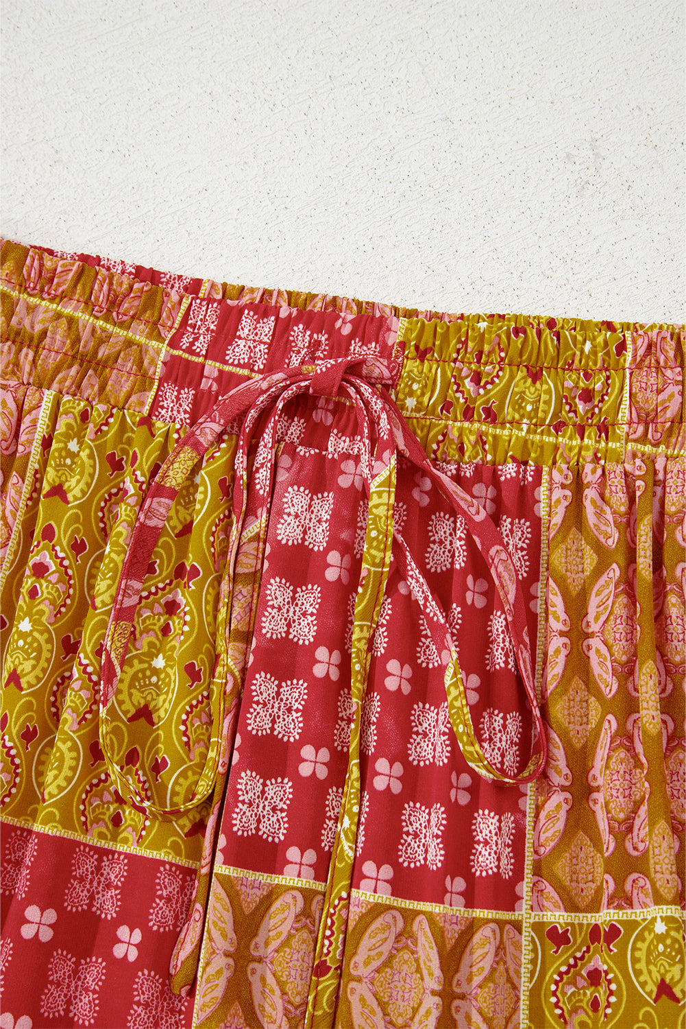 Orange Tiered Paisley Print Pocketed Maxi Skirt 🇺🇸