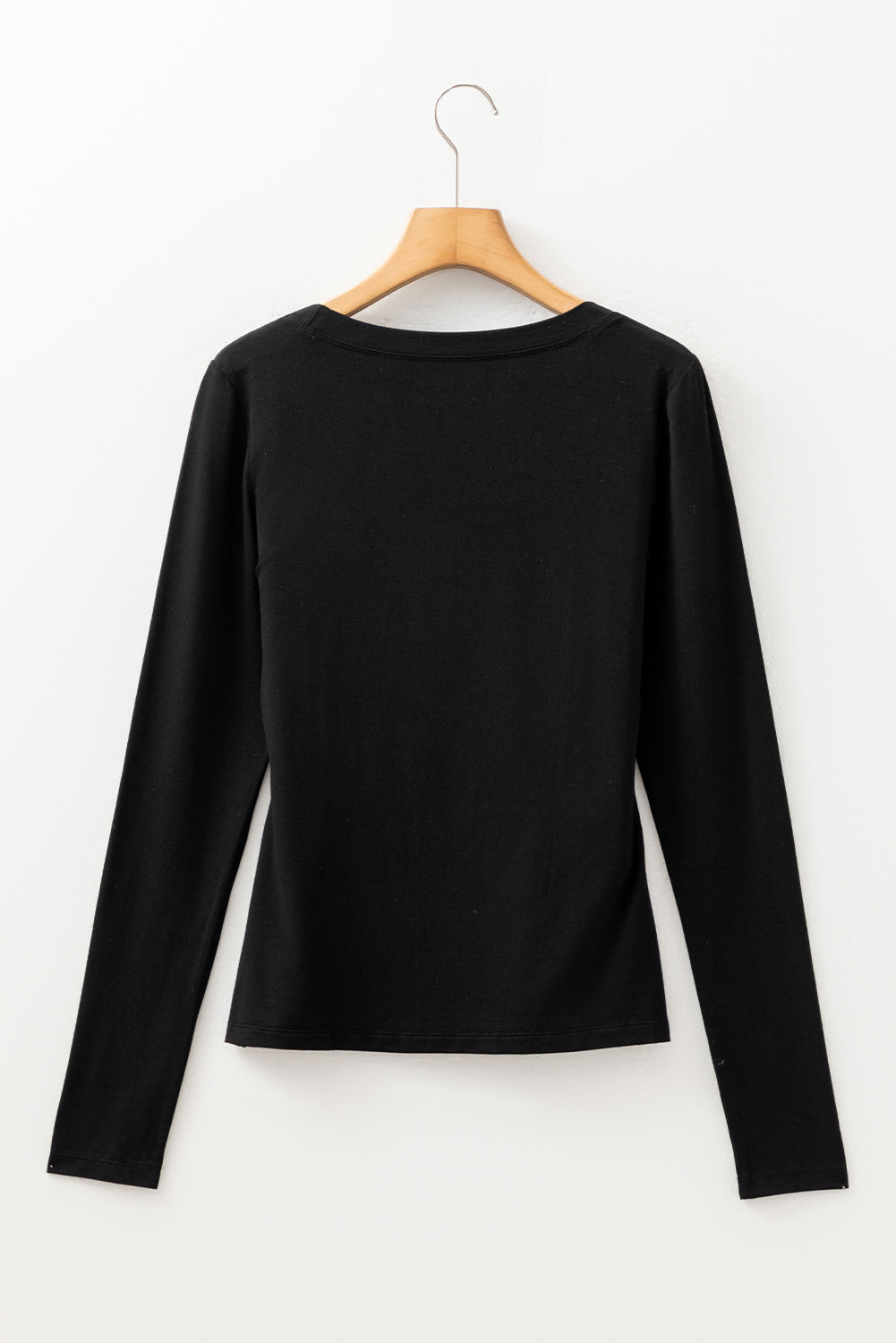 Black Solid Color Long Sleeve Fitted Top 🇺🇸