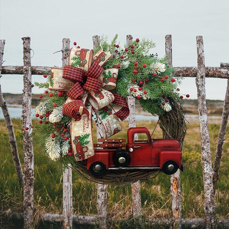 Christmas Decorations Red Truck Pumpkin Garland Door Hanging Tag 🇨🇳
