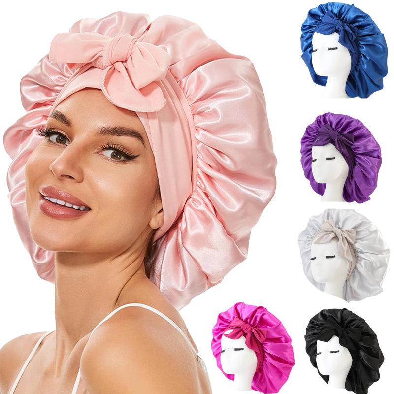 New Silk Bonnet For Sleeping Women Satin Bonnet Hair Bonnet Night Sleep Cap Scarf Wrap For Curly Hair With Tie Band For Curly Hair 🇨🇳