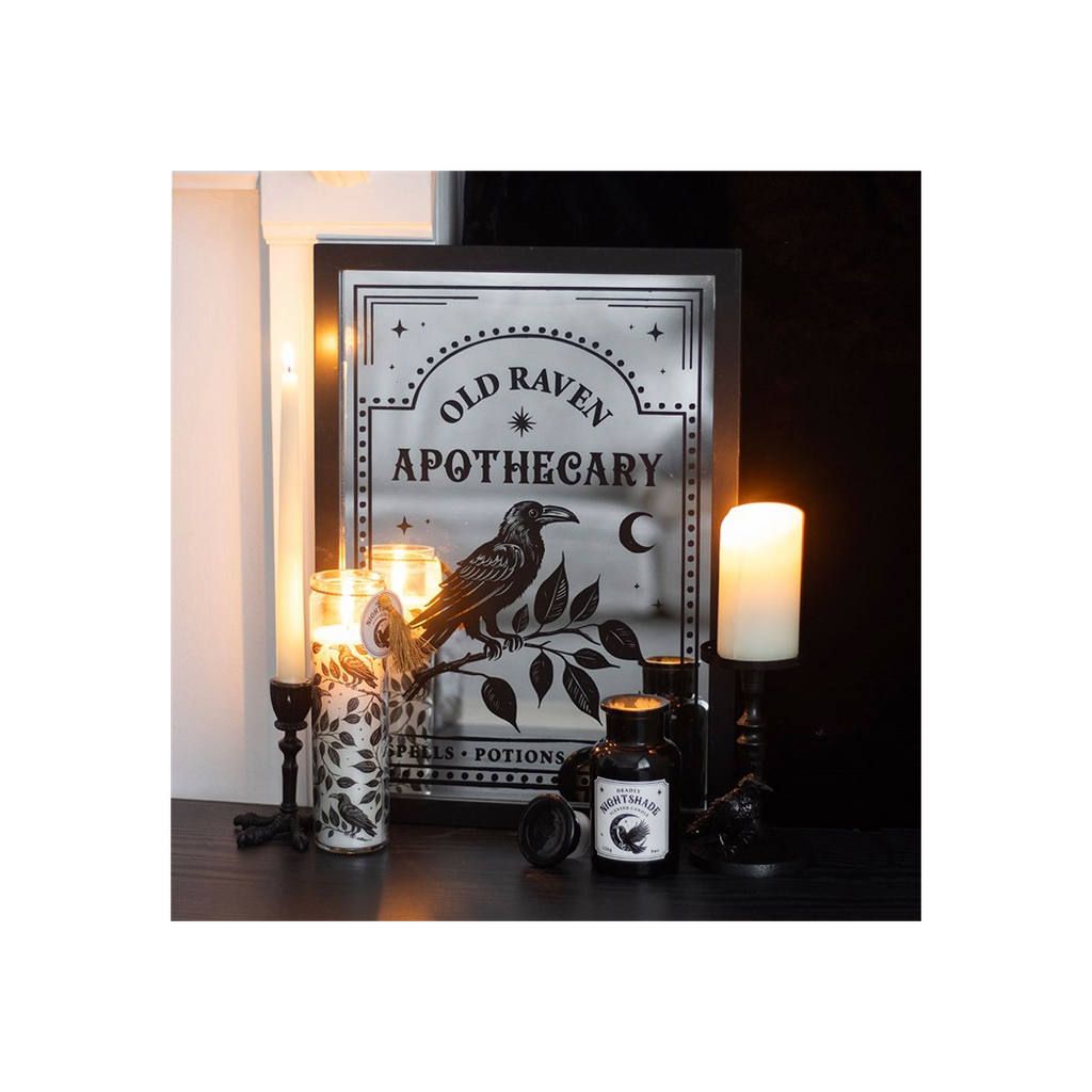 Old Raven Apothecary Mirrored Wall Art 🇬🇧