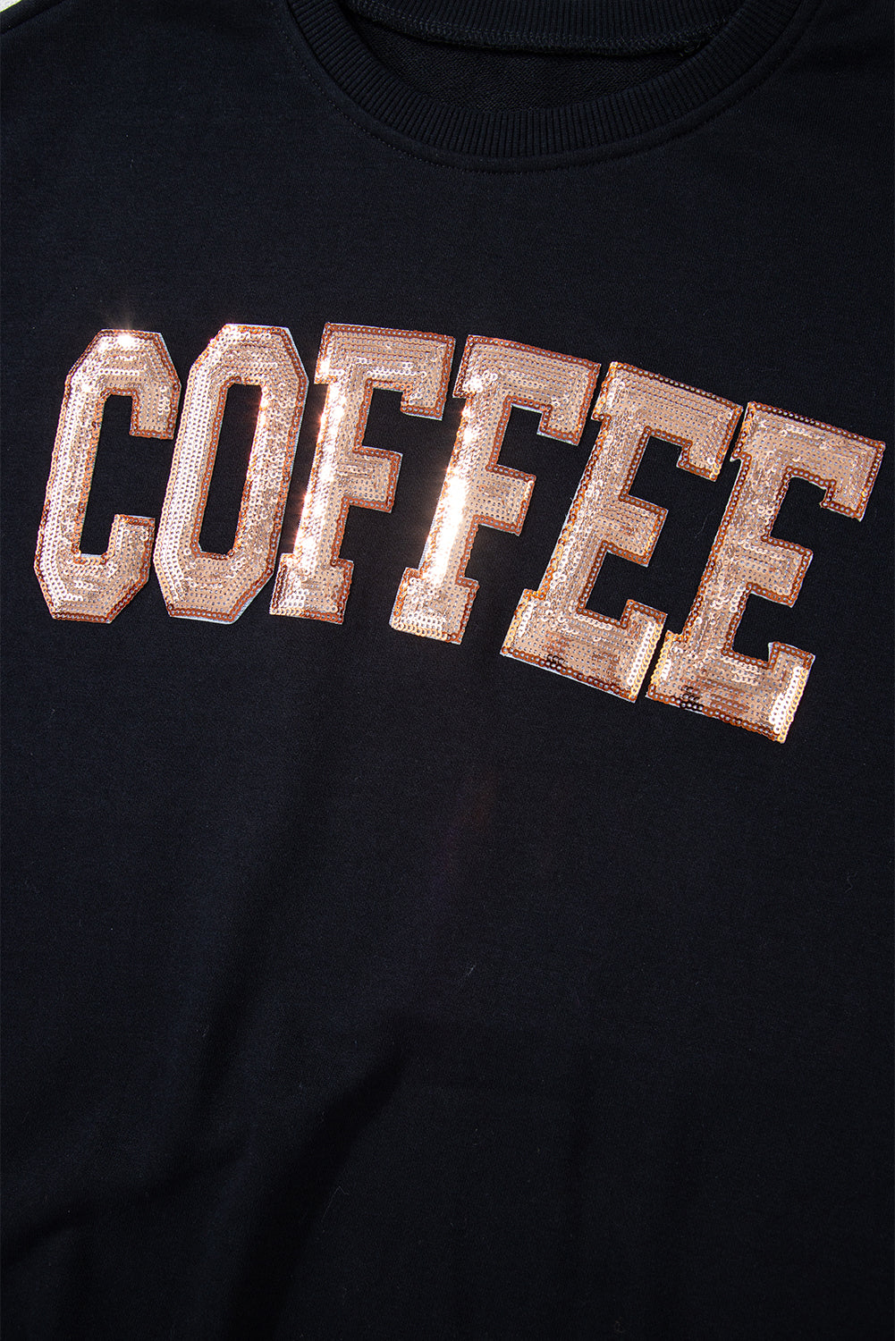 Black Sequined COFFEE Loose Fit Sweatshirt and Shorts Set 🇺🇸