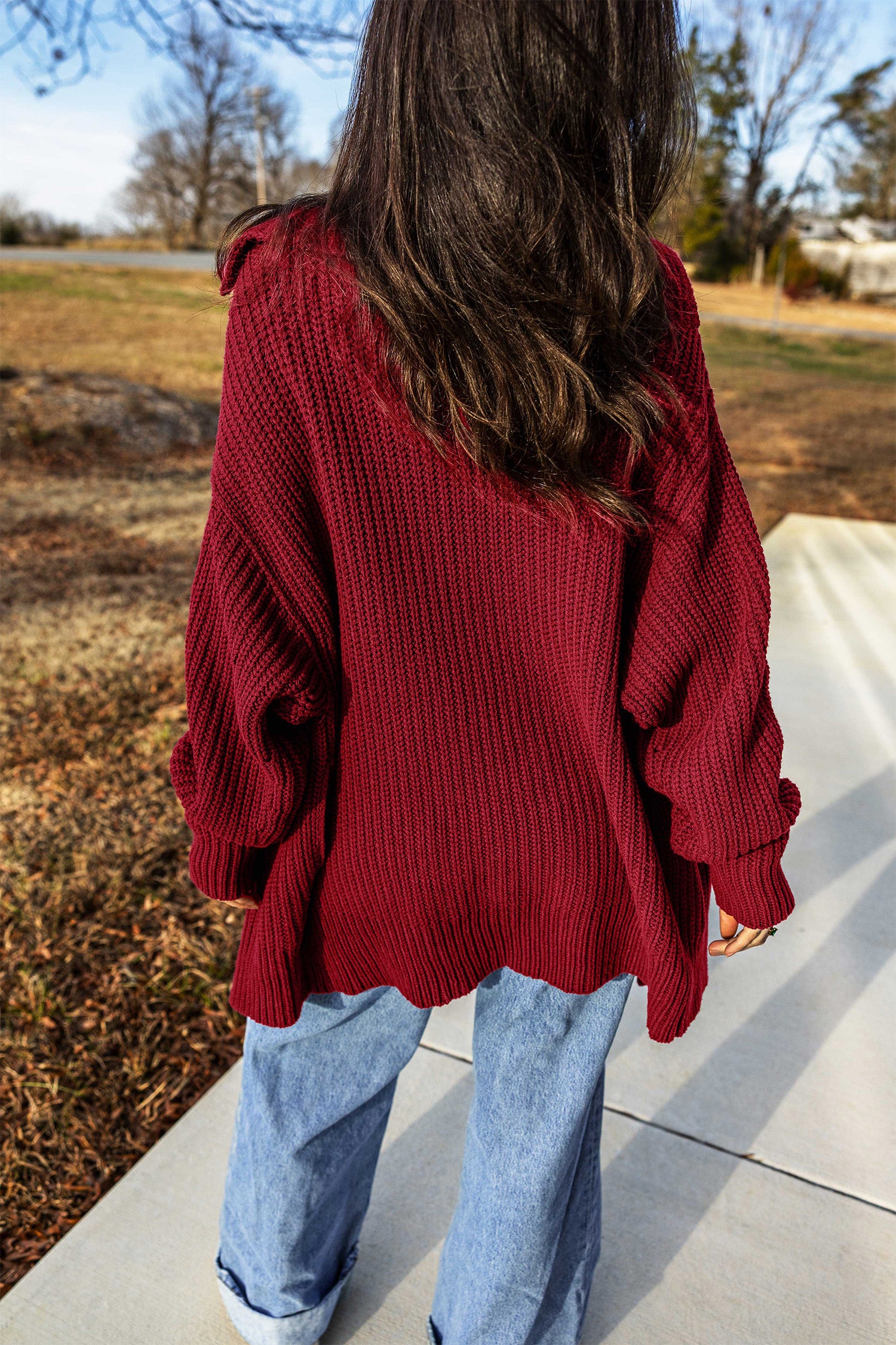 Red Dahlia Solid Color Knit Oversized Button Front Sweater Cardigan 🇺🇸