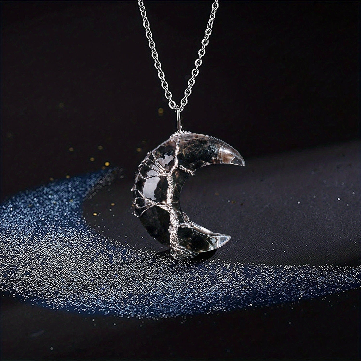 Winding Stone Lucky Tree Metal Copper Wire Crystal Necklace 🇨🇳