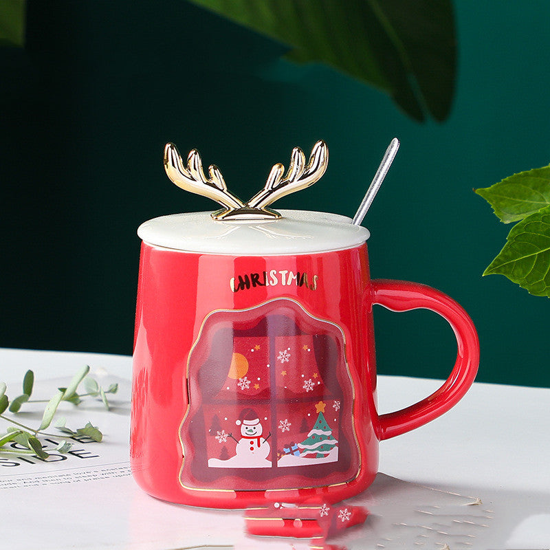 Drinkware Christmas Mugs Coffee Cups Ceramic Merry Christmas Cups With Spoon Christmas Gifts For Coffee Cup Mug Handgrip Cup 🇨🇳