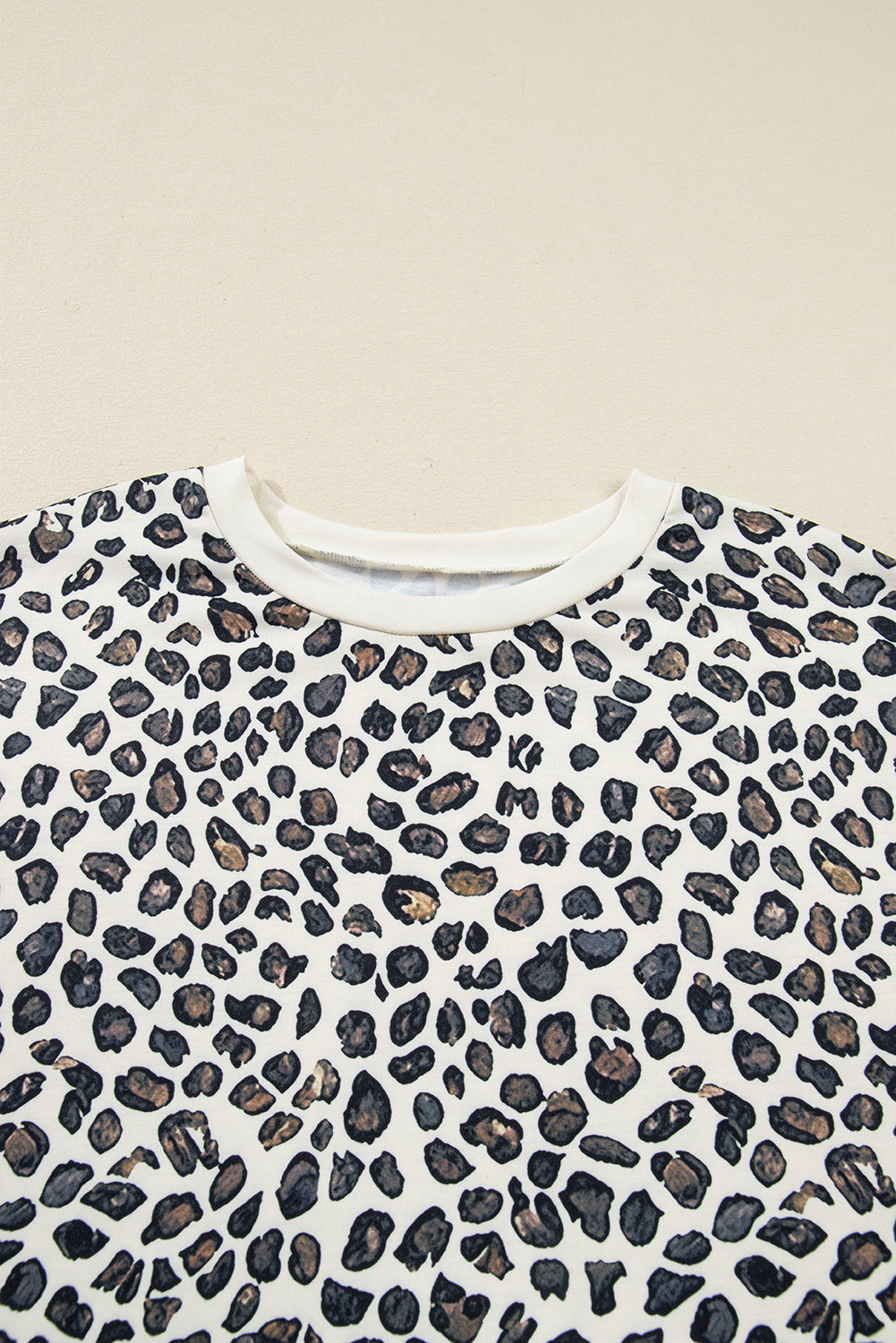 Khaki Plus Size Leopard Loose Pullover Casual Shorts 2pcs Outfit 🇺🇸