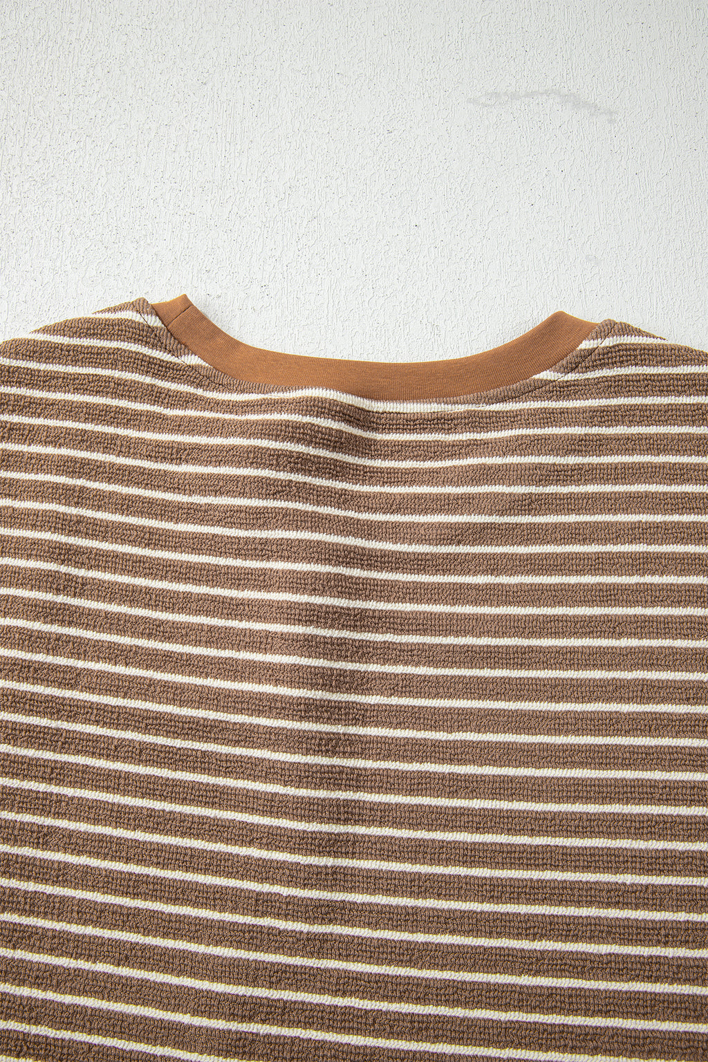 Khaki Stripe Crew Neck Tee Drawstring Waist Cropped Pants Set 🇺🇸