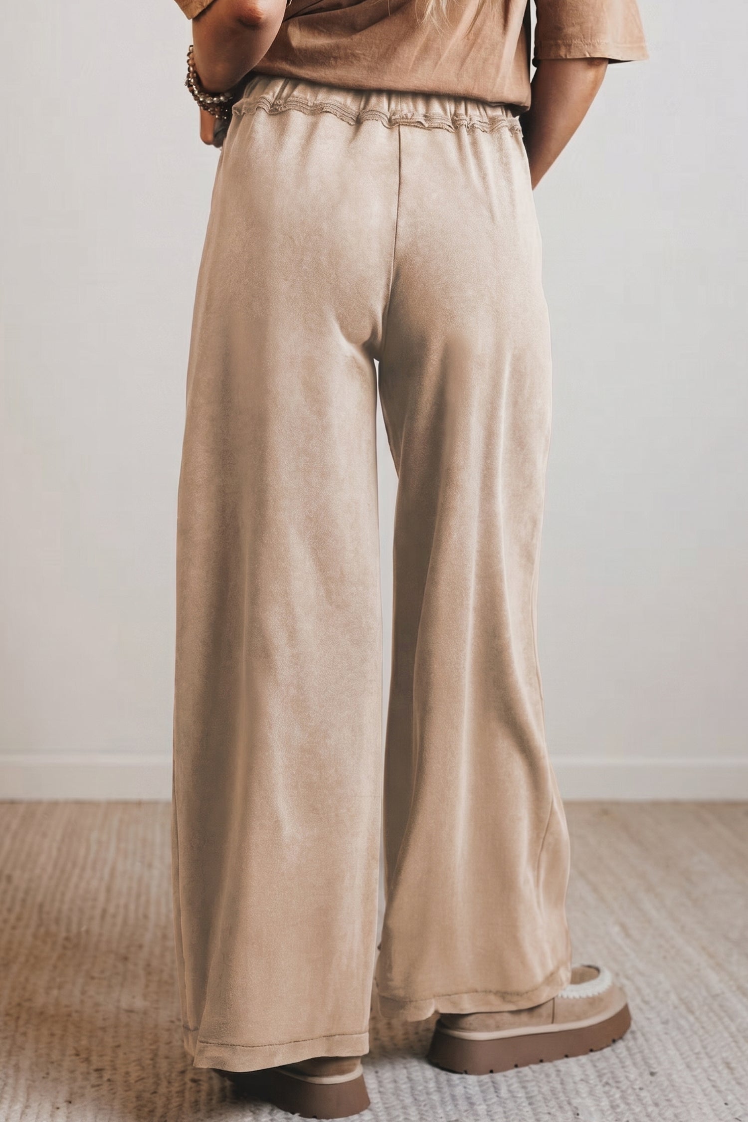 Smoke Gray Mineral Wash Drawstring Retro High Waist Wide Leg Western Pants 🇺🇸