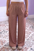 Brown Polka Dot Printed Casual Loose Pants 🇺🇸