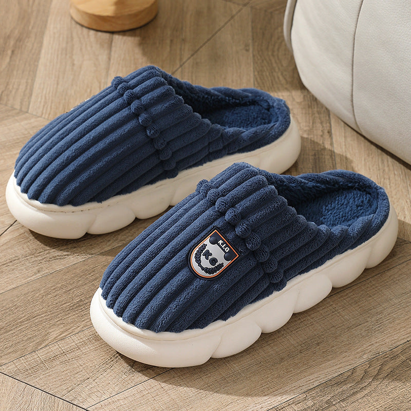Winter Corduroy Slippers Home Bedroom Floor Plush Shoes Fashion Solid Color Non-slip Slippers For Women Men 🇨🇳