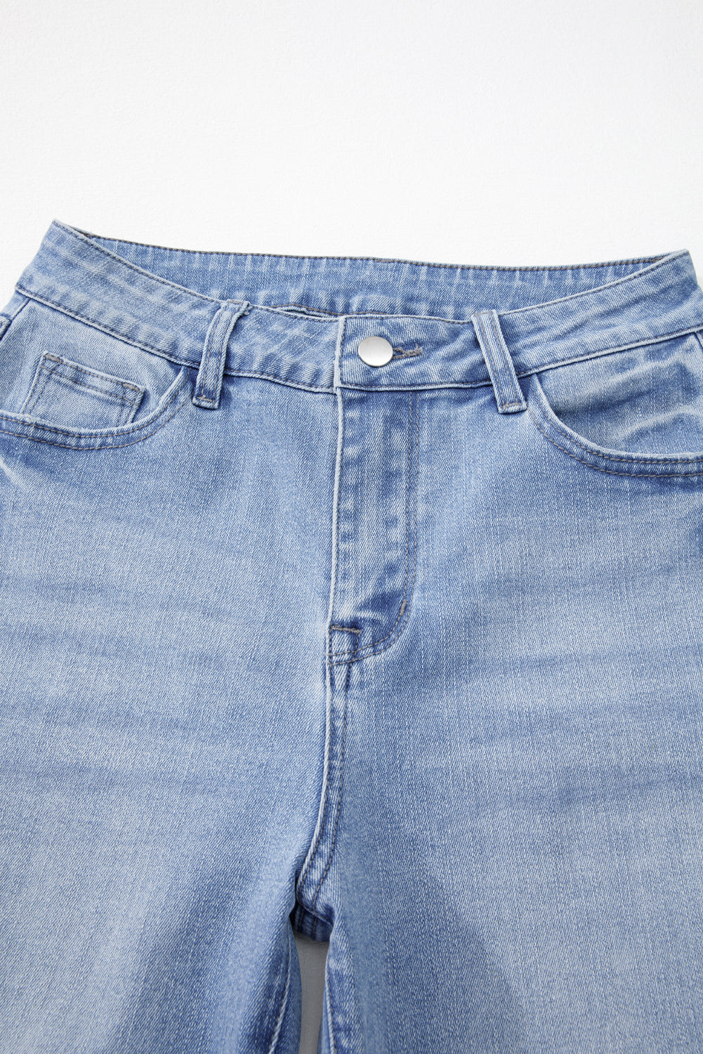 Beau Blue Mineral Wash Raw Hem High Waist Flared Jeans 🇨🇳