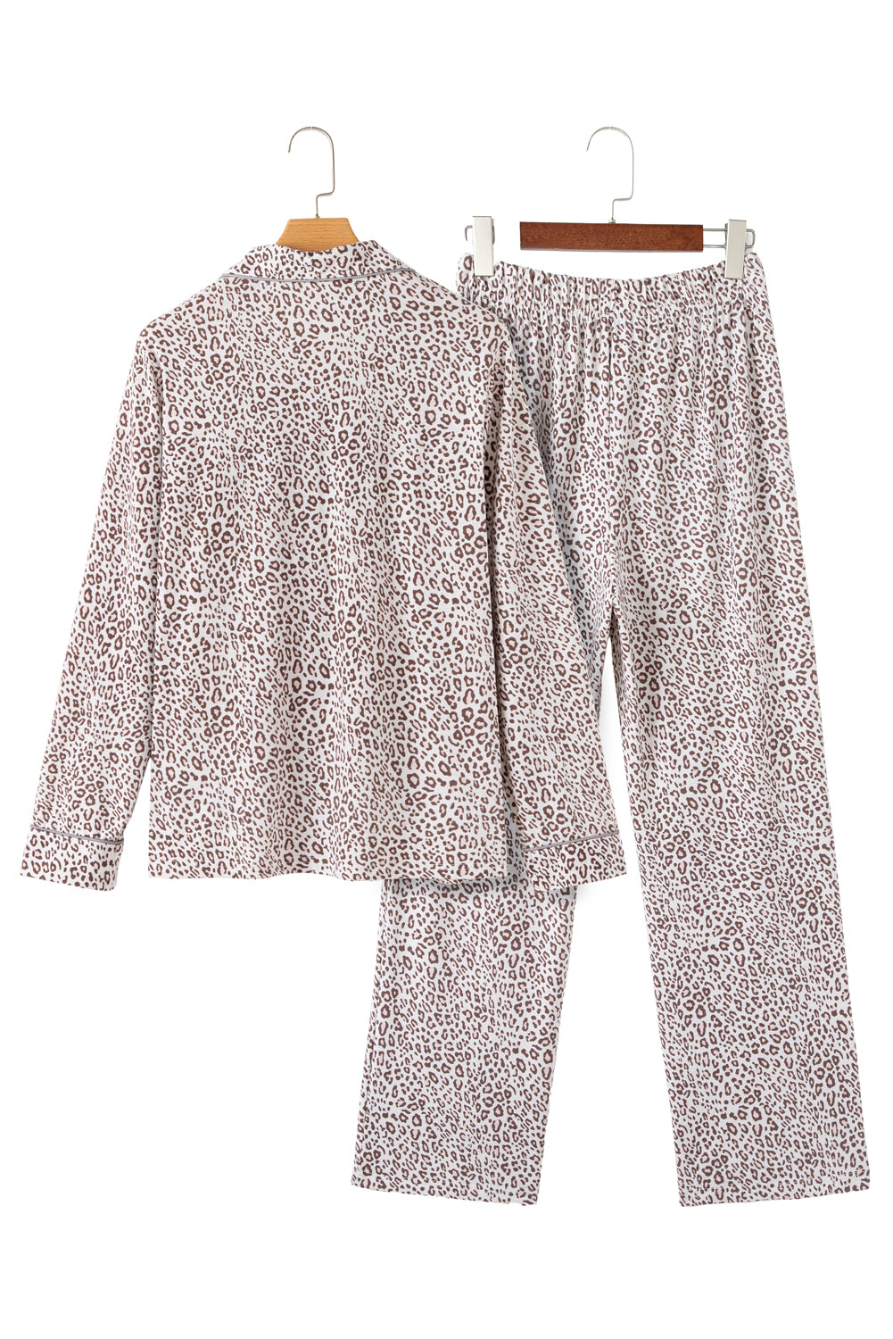 White Leopard Print Long Sleeve and Pants Pajamas Set 🇺🇸