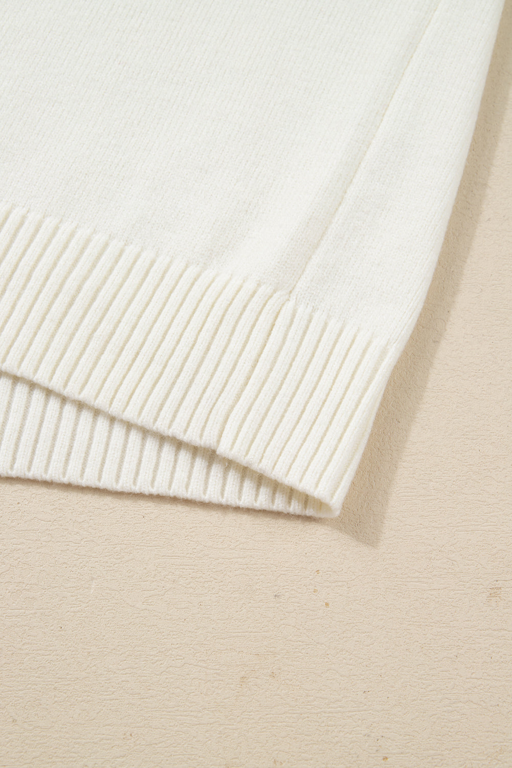 White Plaid Heart Embroidered Cuffed Drop Shoulder Crew Neck Sweater 🇺🇸