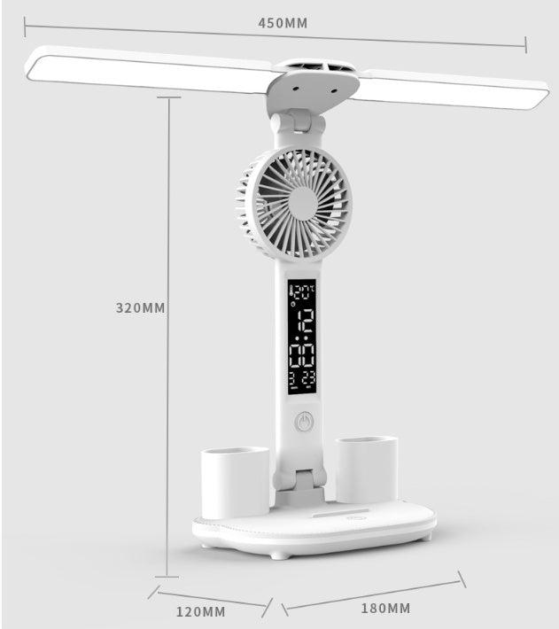 Foldable LED Table Light Eye Protection Multifunction Desk Lamp With Thermometer Calendar Fan Pen Holder Study Reading Fan Light 🇨🇳