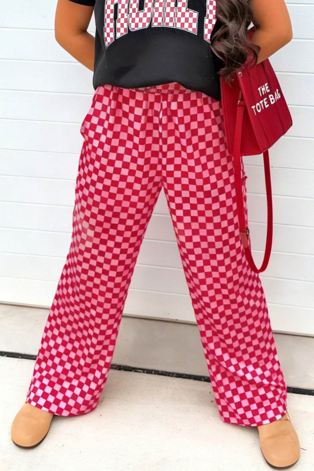 Rose Elastic Waist Plaid Full-length Shift Pants 🇺🇸