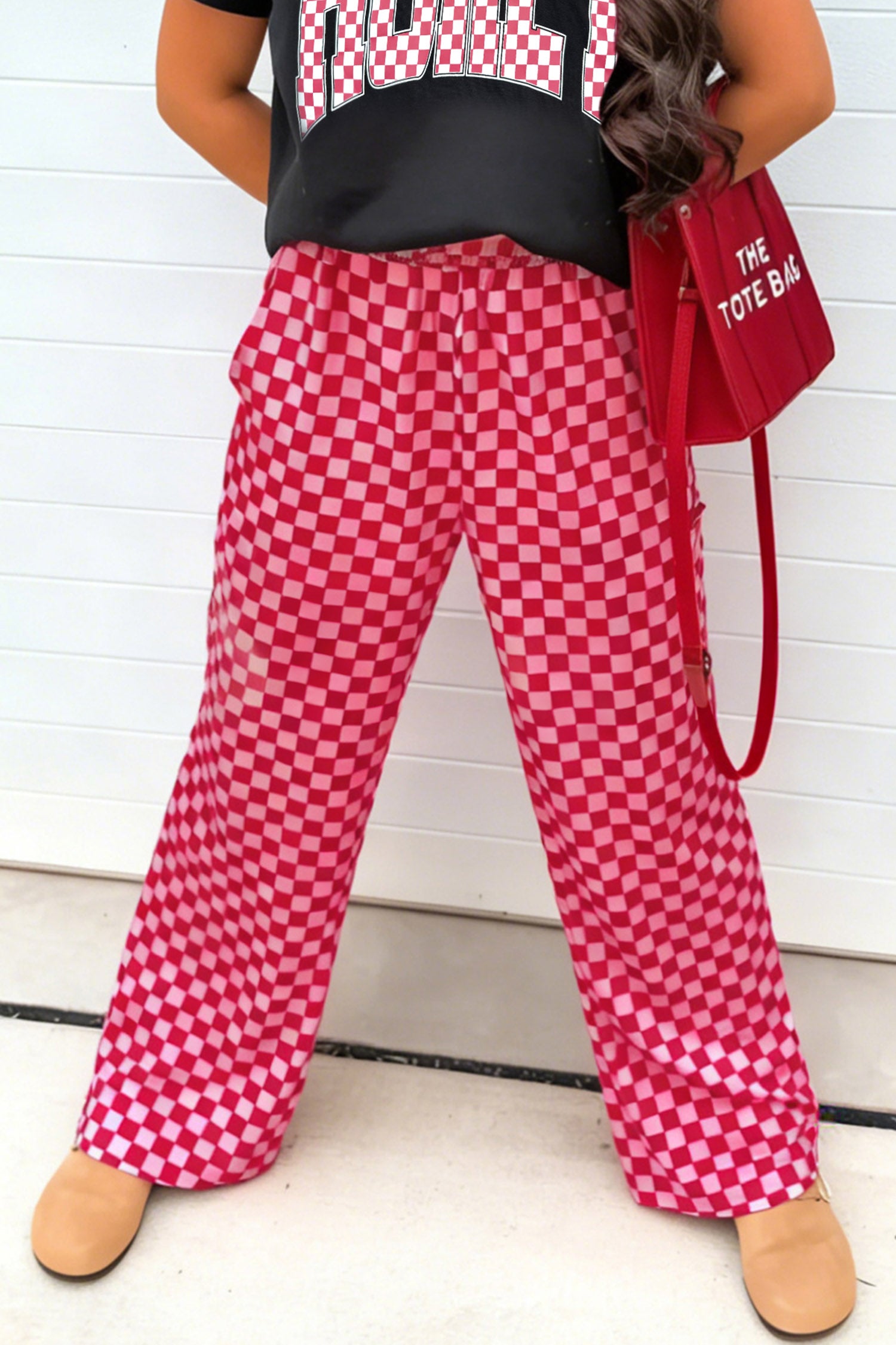 Rose Elastic Waist Plaid Full-length Shift Pants 🇺🇸