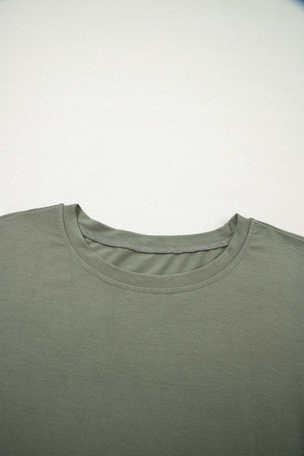 Laurel Green Solid Color Oversize Tee Tie Wrap Mini Skort 2pcs Set 🇺🇸
