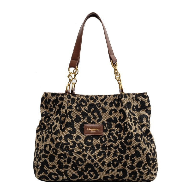 All-match Leopard Print One-shoulder Underarm Women's Bag Sense Large Capacity Totes 🇨🇳