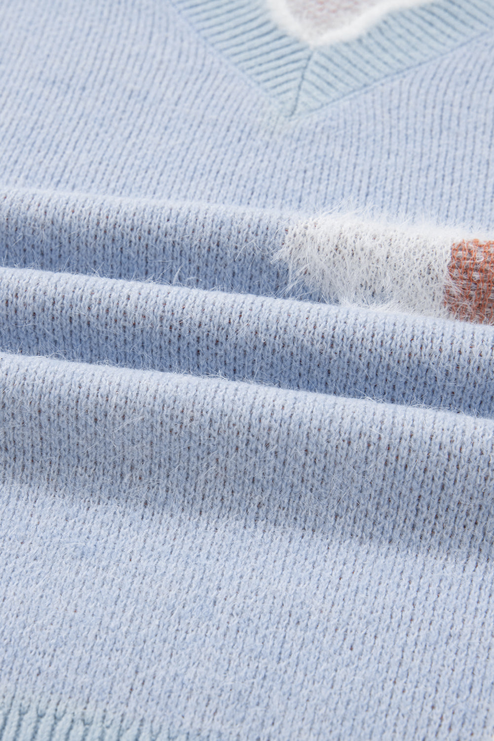 Gray Fuzzy Flower Scalloped V Neck Plus Sweater 🇺🇸
