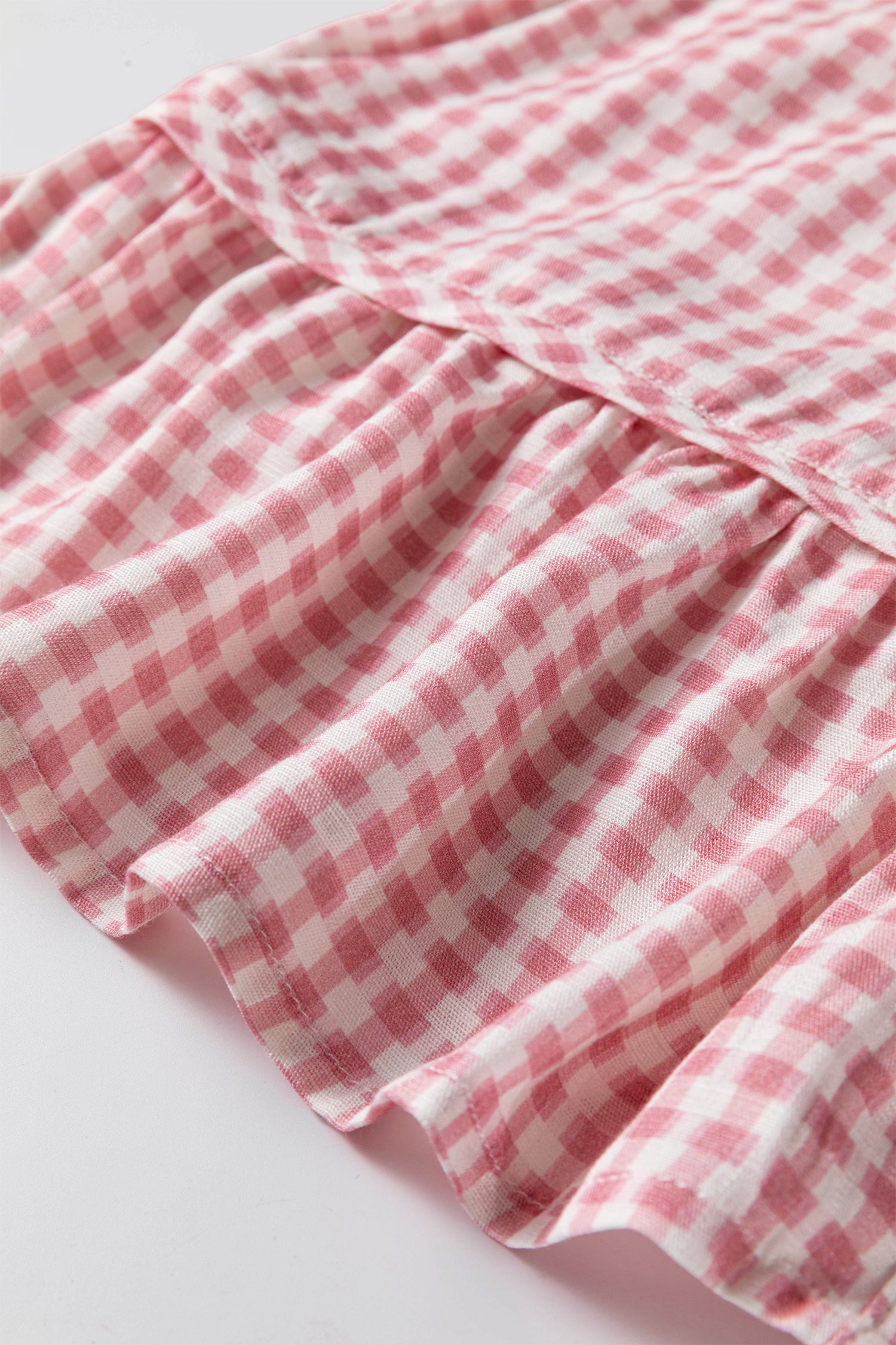 Pink Plaid Half Sleeve Ruffle Hem Button Down Shirt 🇺🇸