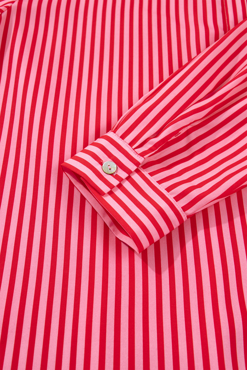Red Stripe Button-Up Shirt Long Sleeve Patch Pocket Casual Shirt 🇺🇸