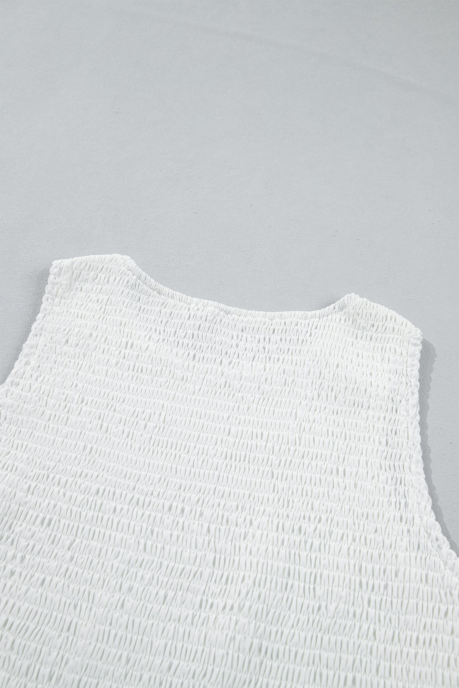 White Sleeveless Smocked Lace Peplum Top 🇺🇸