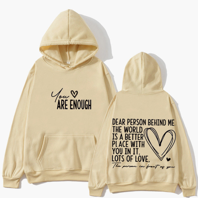 New YOU ARE ENOUGH Lettered Casual Hoodie 🇨🇳
