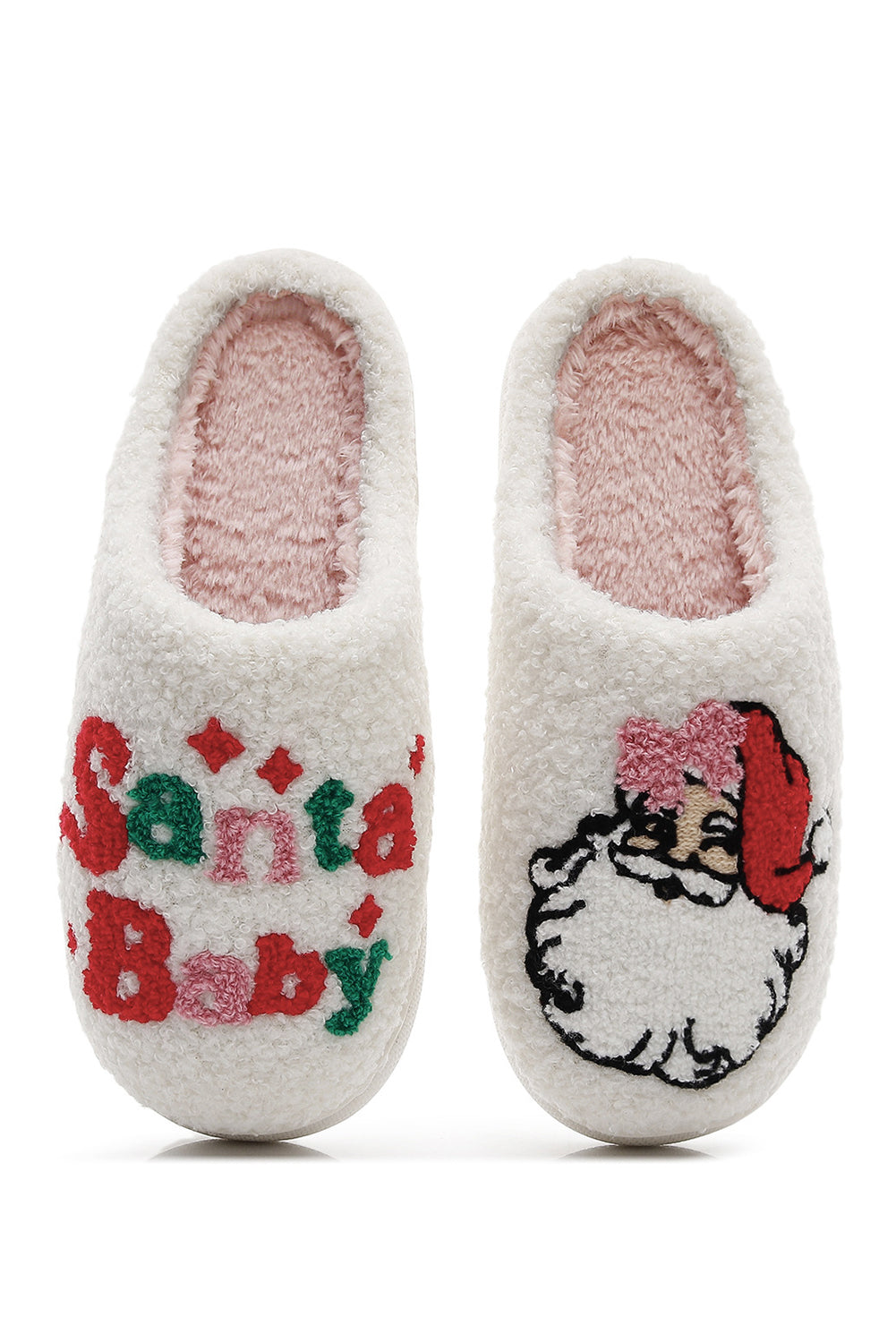 White Plush Santa Baby Christmas Slippers 🇺🇸