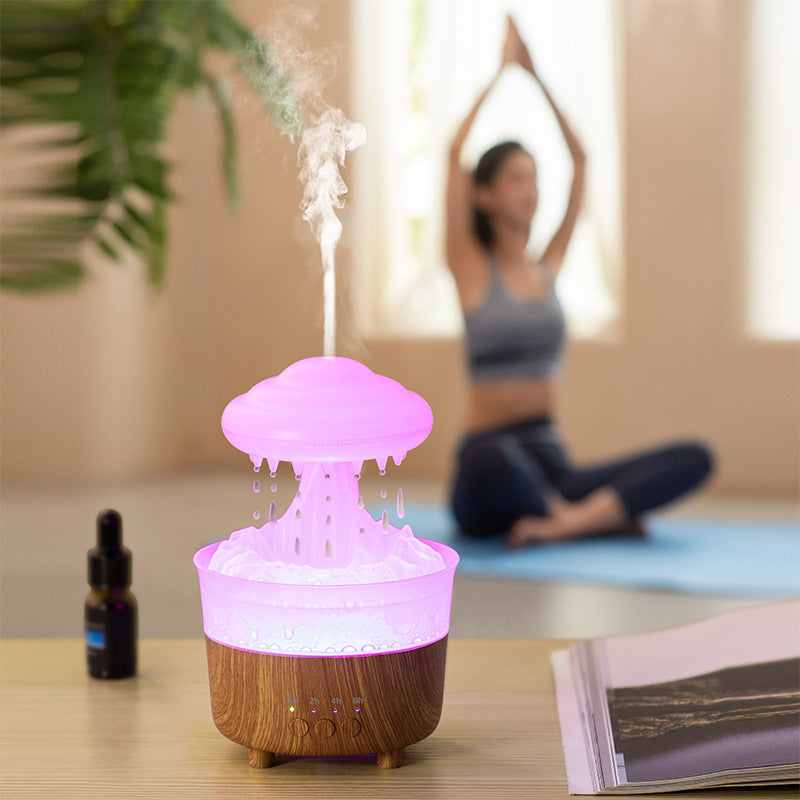 Rain Cloud Night Light Humidifier With Raining Water Drop Sound And 7 Color Led Light Essential Oil Diffuser Aromatherapy 🇨🇳