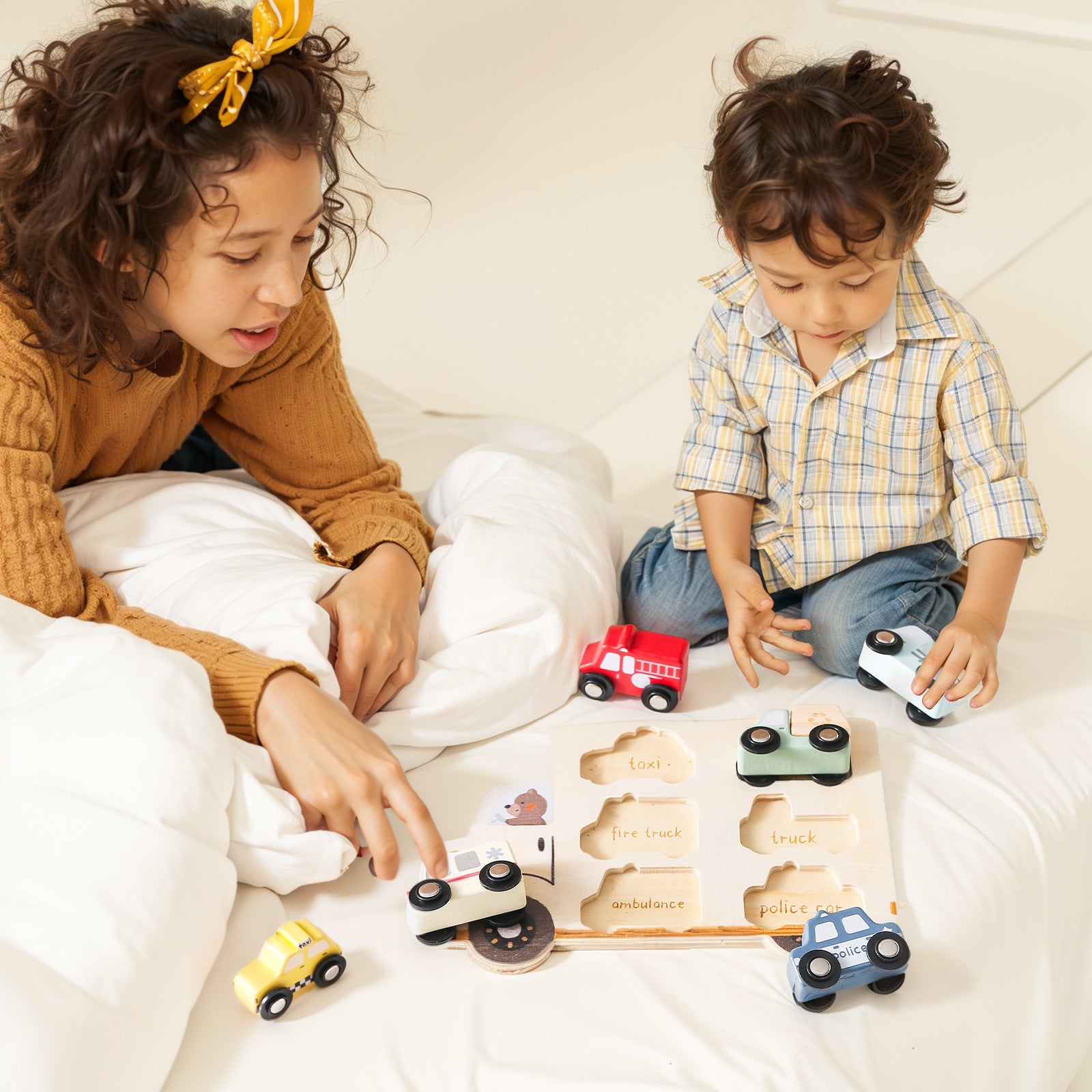 Wooden Three-dimensional Rolling Car Matching Puzzle Baby Early Education Educational Toys 🇨🇳