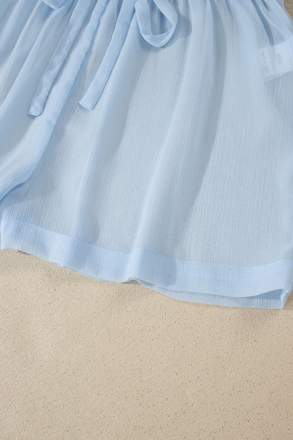 Beau Blue Sheer Tunic Shirt Drawstring Shorts 2pcs Swim Cover Up 🇺🇸