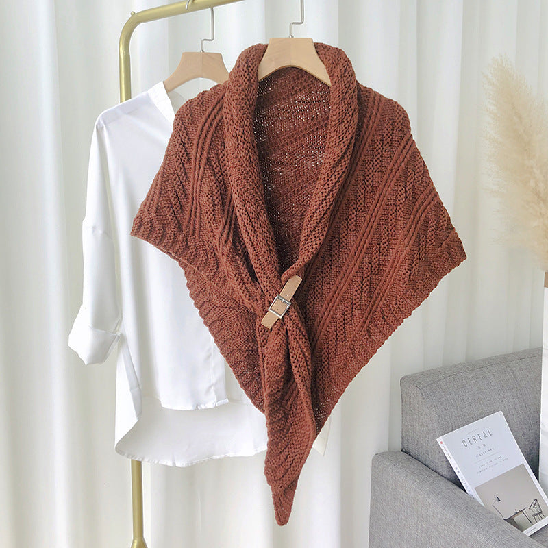 Ladies Knitted Scarf With Split Thick Triangle Cape 🇨🇳