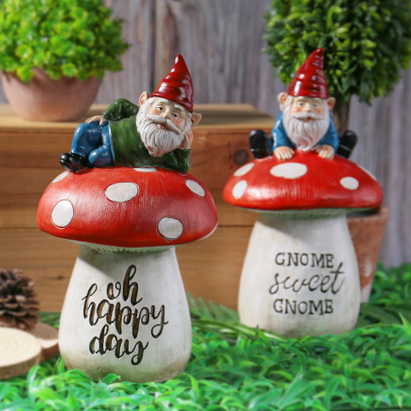 Garden Sitting Mushroom Decoration Garden Courtyard Elf Sculpture Landscape Decorations 🇨🇳