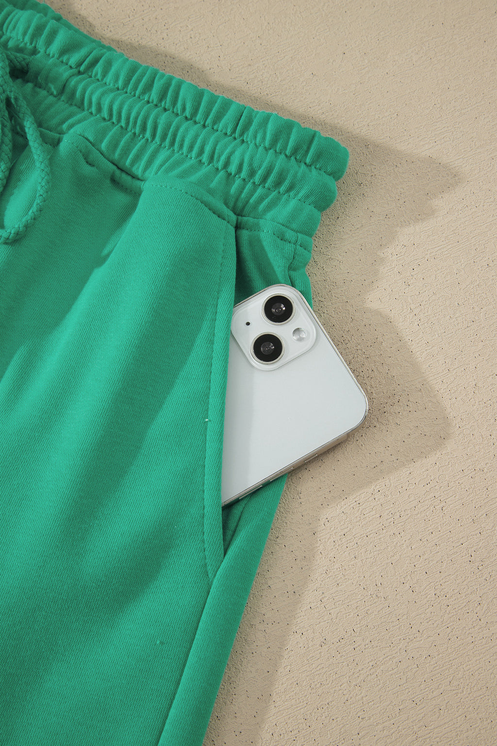 Sea Green Solid Color Loose Tee Drawstring Shorts 2pcs Outfit 🇺🇸