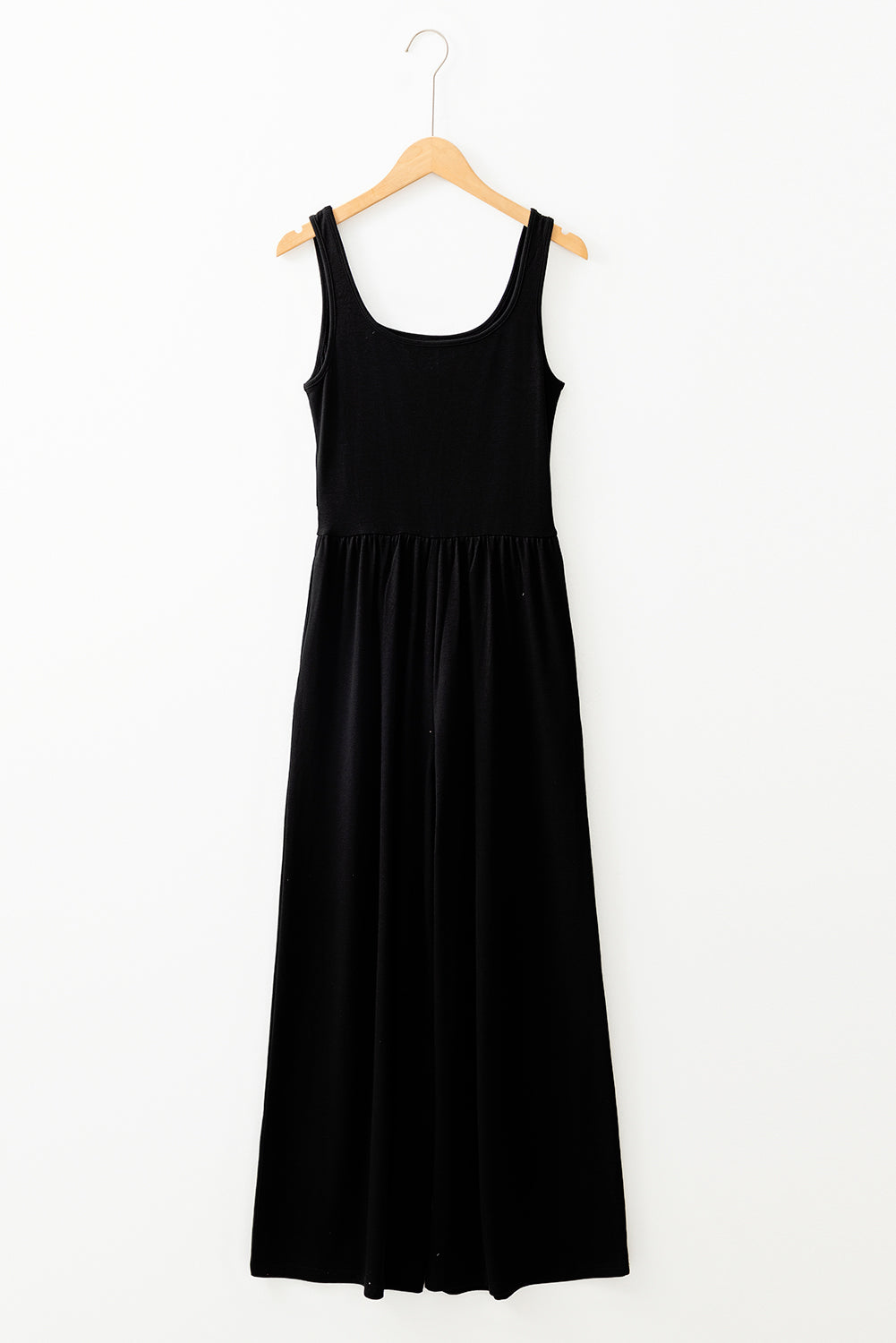 Black Peekaboo Wide Leg Square Neck Sleeveless Jumpsuit 🇺🇸